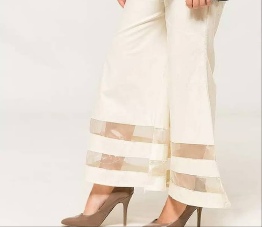 Bell bottom center with 2 strips of organza