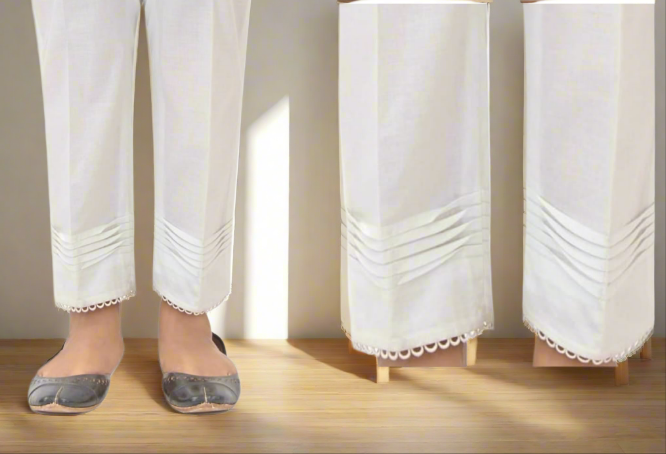 U lace with pintex straight trouser