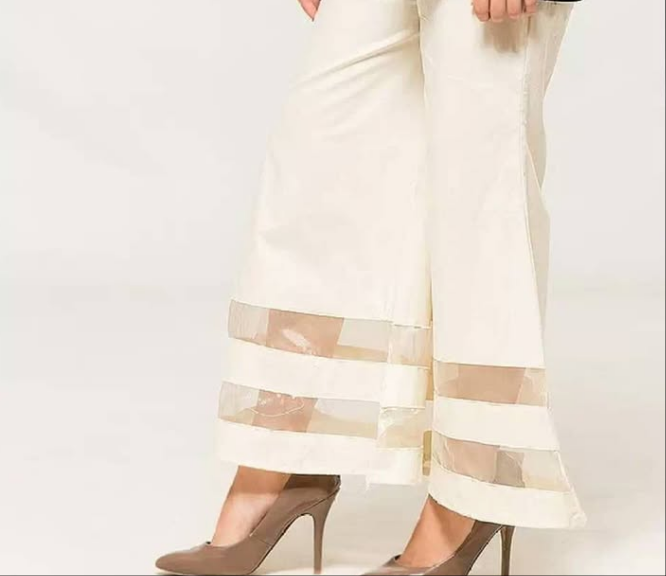 Bell bottom center with 2 strips of organza