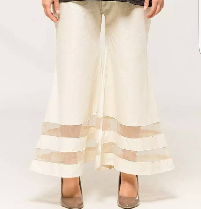 Bell bottom center with 2 strips of organza