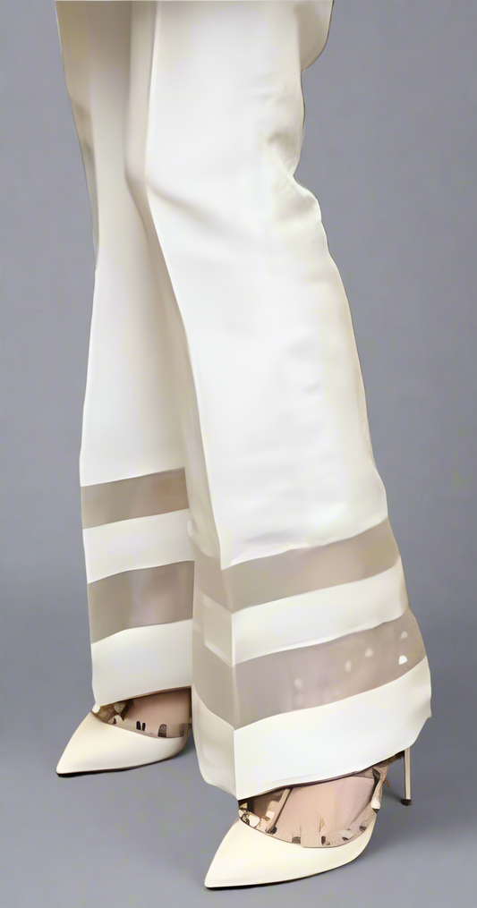 Bell bottom center with 2 strips of organza