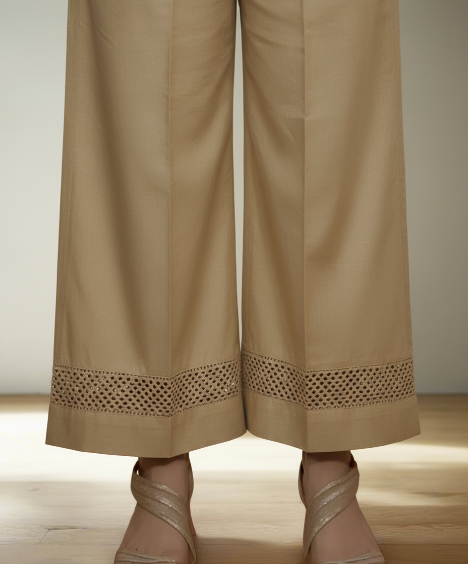 Net lace style wide leg trouser