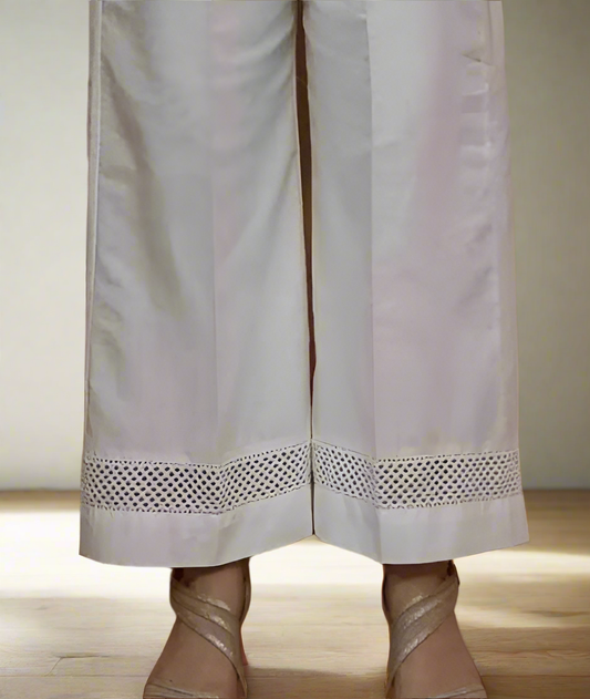 Net lace style wide leg trouser