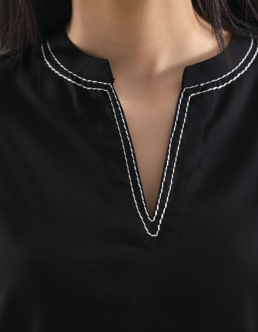 Black stitched 2 piece shirt trouser