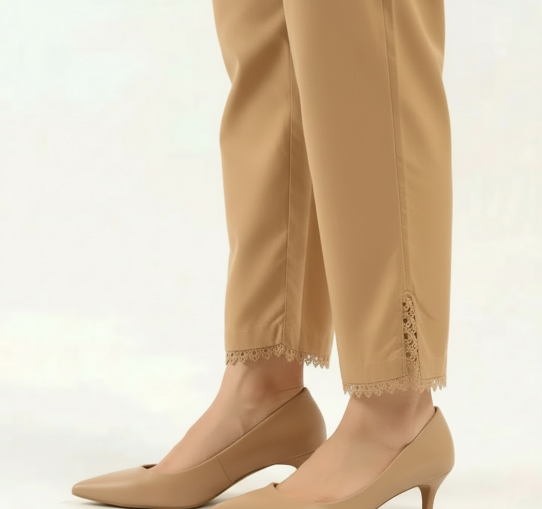 Cut lace straight trouser