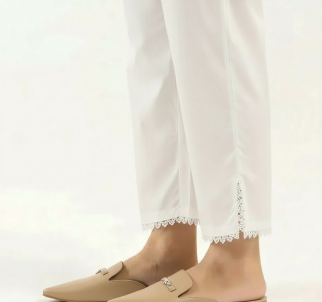 Cut lace straight trouser