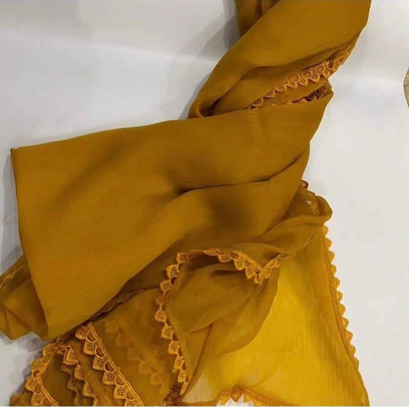 Georgette  lace duppatta