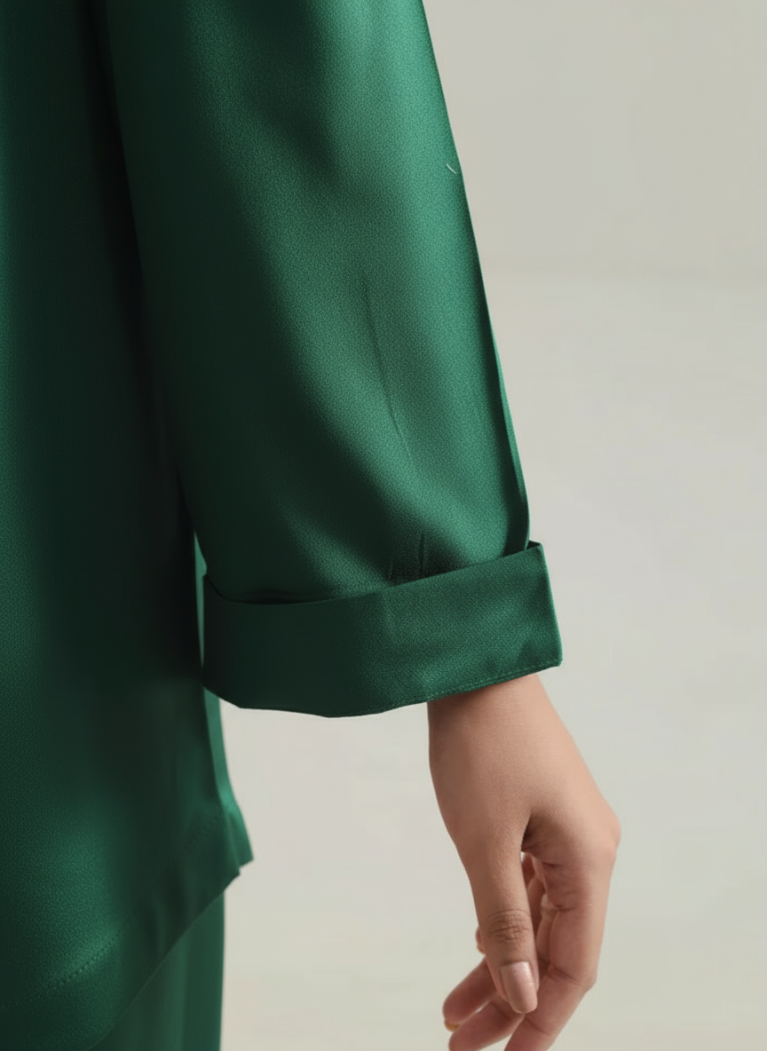 Solid 2 piece stitched shirt and trouser