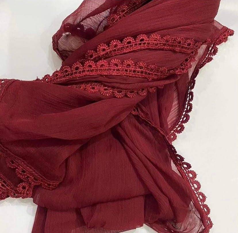 Georgette  lace duppatta