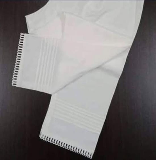 U lace with pintex straight trouser