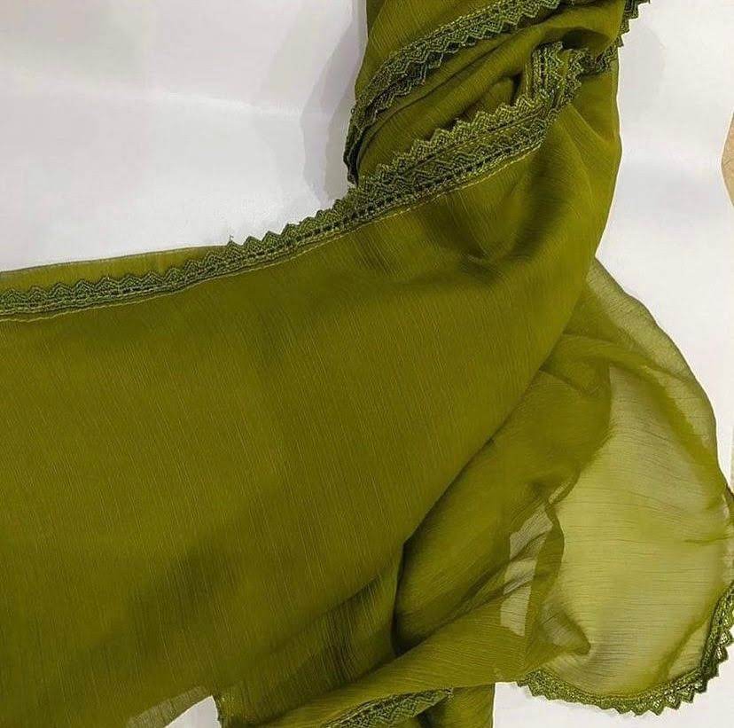 Georgette  lace duppatta